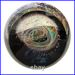 Galaxy Orb 6 Paperweight Billacante Bubbles Dichroic Art Glass Signed USA -New