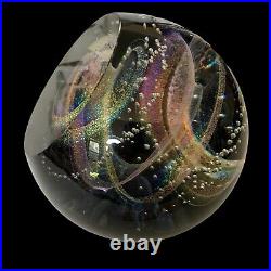 Galaxy Orb 6 Paperweight Billacante Bubbles Dichroic Art Glass Signed USA -New