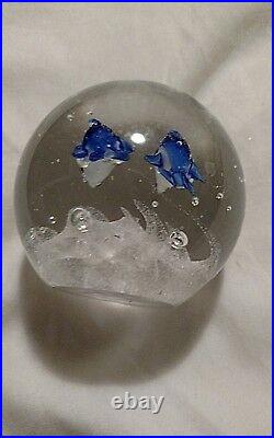 Gentile Art Glass Paperweight withInternal Decorations Two Dolphins 1960's