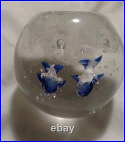 Gentile Art Glass Paperweight withInternal Decorations Two Dolphins 1960's