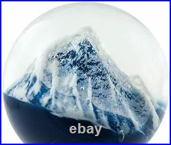 Glass Eye Studio Glacier Hand Blown Paperweight, Ice Cap Crystal Sphere Orb, 3