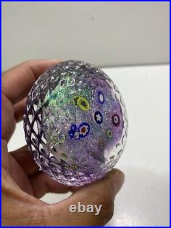 Glass Eye Studio Millefiori Purple Multicolor Paperweight GES Signed