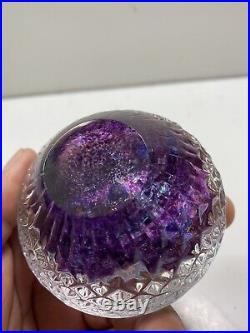 Glass Eye Studio Millefiori Purple Multicolor Paperweight GES Signed