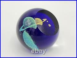 Glass Eye Studio Paperweight SATURN Celestial Series Blue Signed GES 06