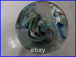 Gorgeous 3 1/2 Studio Swirled Art Glass Paperweight Signed Chuck C Boux