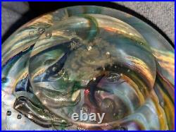 Gorgeous 3 1/2 Studio Swirled Art Glass Paperweight Signed Chuck C Boux
