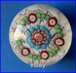 Gorgeous Antique Clichy Patterned Millefiori Paperweight on Muslin