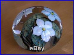 Gorgeous John Daniel Lotton Art Glass Paperweight 3 Flowers Leaves Signed Dated