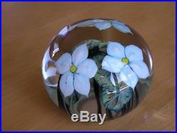 Gorgeous John Daniel Lotton Art Glass Paperweight 3 Flowers Leaves Signed Dated