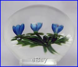 Gorgeous LIMITED Edition CHRIS BUZZINI Blue BELLS FLOWERS Art Glass PAPERWEIGHT