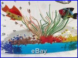 Gorgeous MURANO Fish AQUARIUM Art Glass Paperweight SCULPTURE With Sticker Read