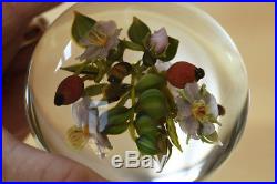 Gorgeous Paul Stankard Paperweight with Pink Roses Honeybee Spirit and Seed Cane