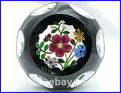 Gorgeous Perthshire 1993F Annual Ltd Ed of 199 Paperweight Black Overlay Bouquet