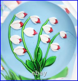 Gorgeous SAINT LOUIS Multifaceted Floral CLOCHETTES Glass PAPERWEIGHT Box & COA