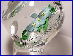 Gorgeous Saint Louis Blue Clematis Flower Art Glass Paperweight