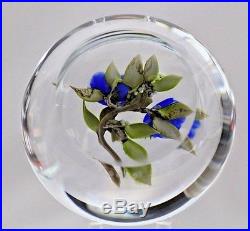 Gorgeous VICTOR TRABUCCO Blue FLOWERS Glass Art PAPERWEIGHT
