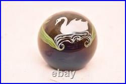 Grant Randolph Studios Art Glass Paperweight Signed 80/5421 Swan Pictorial Bird