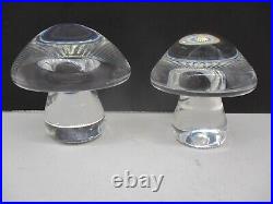 HOYA Crystal Glass Set Of 2 Mushroom Paperweights