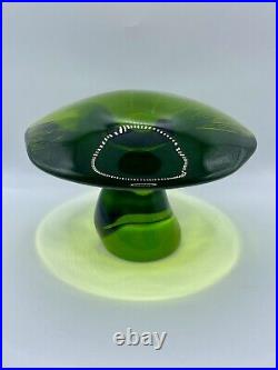 HTF Vintage MCM Viking Glass Jumbo Mushroom Epic Green Paperweight Figurine