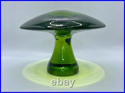 HTF Vintage MCM Viking Glass Jumbo Mushroom Epic Green Paperweight Figurine