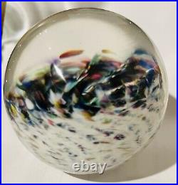 Hand Made SIGNED MARK WAGAR Art Glass Multicolored Swirl PAPERWEIGHT