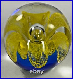 Handblown Art Glass Paperweight Nautical Coral & Dolphins Bubble And Flower 3