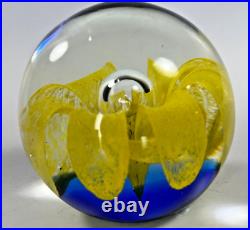 Handblown Art Glass Paperweight Nautical Coral & Dolphins Bubble And Flower 3