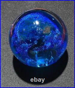 Handmade Dichroic Glass Paperweight by Janet Wolery ETHEREAL BLUE 3 1/2