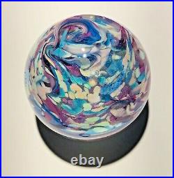 Handmade Dichroic Glass Paperweight by Janet Wolery PASTEL SPARKLES 3 1/2