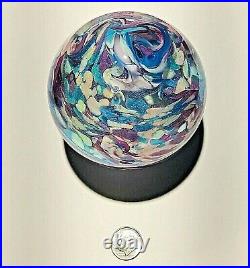 Handmade Dichroic Glass Paperweight by Janet Wolery PASTEL SPARKLES 3 1/2