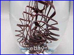Henry Summa 1992 Purple Helix Ribbon Vintage Art Glass Egg Cone Paperweight