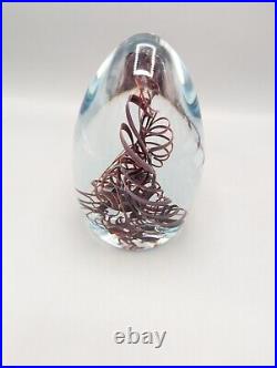 Henry Summa 1992 Purple Helix Ribbon Vintage Art Glass Egg Cone Paperweight