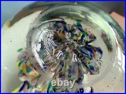 Huge vtg GLASS PAPERWEIGHT bubbles crystal murano art blown starburst orb ball