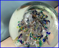 Huge vtg GLASS PAPERWEIGHT bubbles crystal murano art blown starburst orb ball