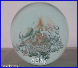Incredible HUGE Signed EICKHOLT Glass PAPERWEIGHT Iridescent COLORS Change 4.25