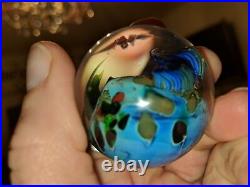Incredible Josh Simpson Signed Blown Art Glass Marble Paperweight 1 5/8