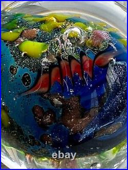 Inhabited Planet Marble Signed Dated Josh Simpson 04 Wow Colors Unique Collector