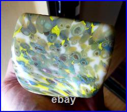 Iridescent Glass Paperweight Square Cube Mint 3 Hand Blown SET/2 70's