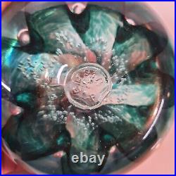 Iridescent Swirl Whirlpool Gibson Art Glass Paperweight Signed EUC
