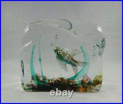 Italian Murano Glass Aquarium Pair, Fish Blocks, Bookends, Paperweights