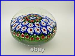 Italian Murano Glass Paperweight Millefiori Floral Multicolor Daisy