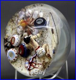 JIM D'ONOFRIO Native American on Camp Art Glass 1999 Paperweight, Apr 2.5H x 3W