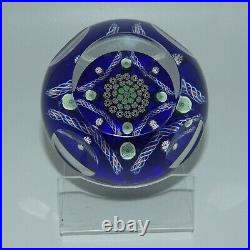 JOHN DEACONS Scotland Facetted Clichy Square Blue Magnum paperweight