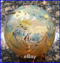 Josh Simpson 1985 Art Glass Paperweight Inhabited Planet Collection