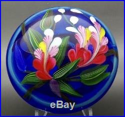 JUSTIN LUNDBERG Color Flowers Art Glass Magnum LT ED Paperweight, Apr 2.25Hx4W
