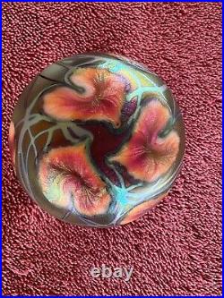 Jerry Heer Lotton Art Glass Studios Paperweight Water Lilies MINT Signed, 2000