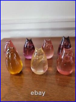 Jill Henrietta Davis Art Glass CATS 7pcs Paperweights. Heart Tail. 2.5 Various