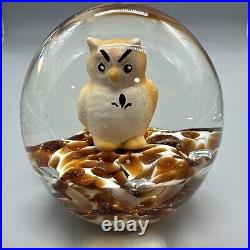 Joe St. Clair Owl Sulphide Paperweight