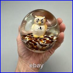 Joe St. Clair Owl Sulphide Paperweight