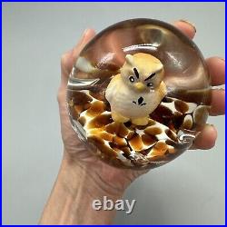 Joe St. Clair Owl Sulphide Paperweight